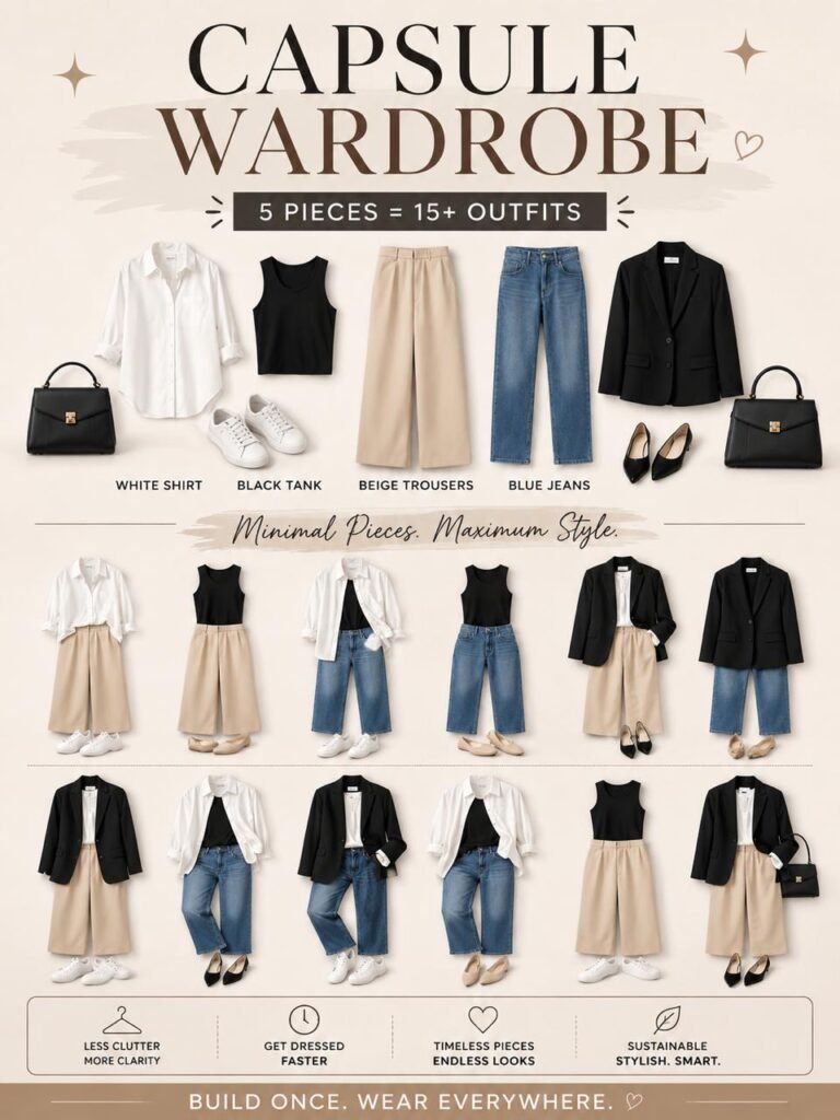 Capsule Wardrobe Guide: Basics, Essentials, Staples, Checklist, Rules, Formulas & Templates for Beginners