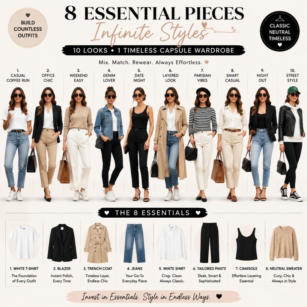 Capsule Wardrobe Guide: Basics, Essentials, Staples, Checklist, Rules, Formulas & Templates for Beginners