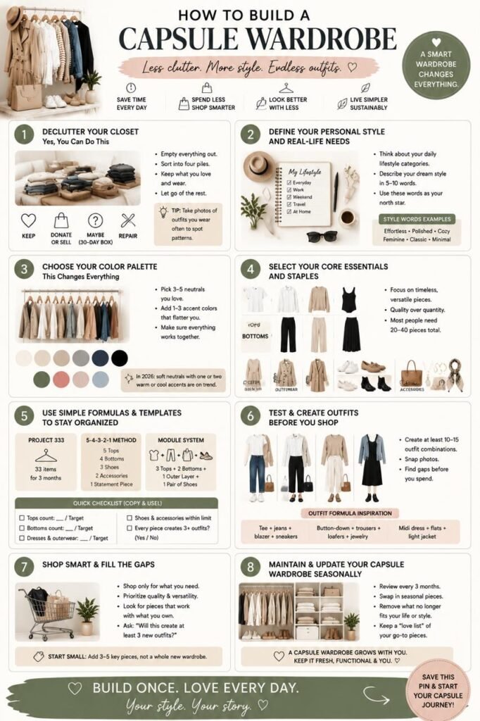 How to Build a Capsule Wardrobe: Step-by-Step Guide for Beginners (With Planning Tips & Templates)